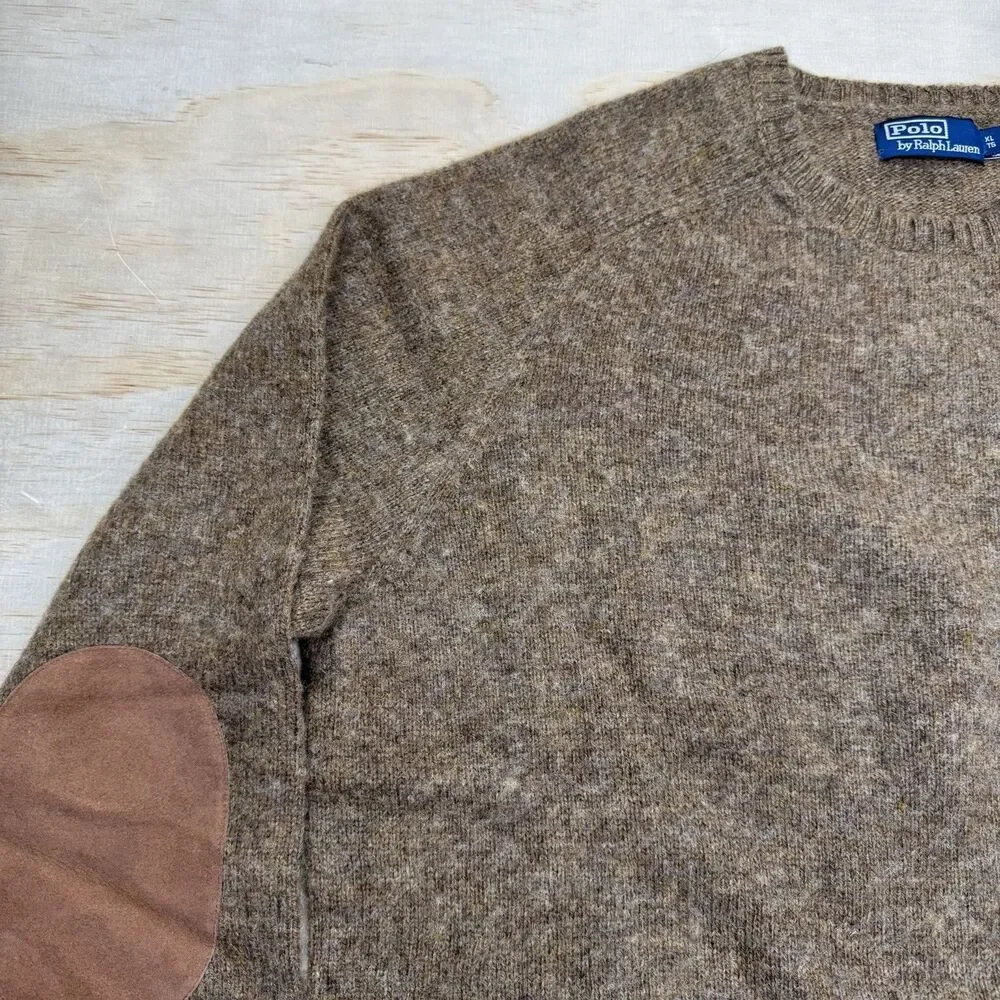 NEW Polo Ralph Lauren Aviator Wool Sweater Mens Crewneck Pullover 2XL Brown